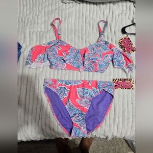 Giddy Up Glamour Bathing Suit Bikini NWT Cold Shoulder Top Sz S/M